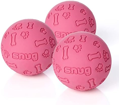 Snug Rubber Dog Balls for Small and Medium Dogs - Tennis Ball Size - Virtually Indestructible (3 Pack - Pink)
