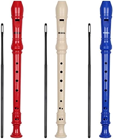 MUSCELL Recorder Instrument,8 Holes German Soprano Recorder Musical Instruments for Kids/Adults,3 packs(Natural,Blue,Red)