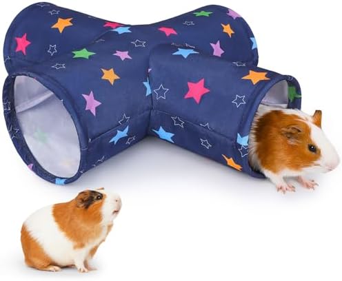 Bienbee 4-Way Washable Foldable Rabbit Tunnel Hideout for Bunny, Hamster, Chinchilla, Ferret, Rabbit & Guinea Pig Accessories