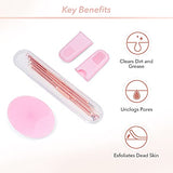 Zoe Ayla Deep Cleansing Kit 7 Pcs - Includes 2 Fingertip Scrubbers, 4 Blackhead Extractor Tools, 1 Silicone Cleanser - Gently Exfoliates Skin - Safely Removes Blackheads