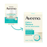 Aveeno Calm + Restore Oat Gel Facial Moisturizer for Sensitive Skin, Lightweight Gel Cream Face Moisturizer with Prebiotic Oat and Feverfew, Hypoallergenic, Fragrance- and Paraben-Free, 1.7 oz