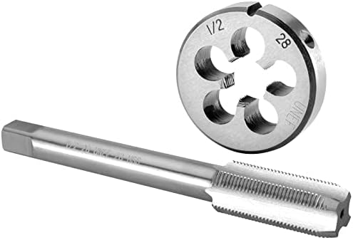 Burkit 1/2"-28 UNEF Tap and Die Set, Right Hand 1/2 x 28 HSS Machine Thread Tap Die Set