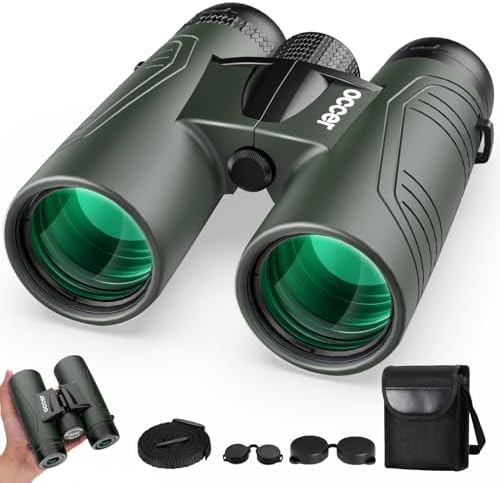Occer 15x42 Binoculars for Bird Watching - HD Binoculars for Adults High Powered with Large View - Binocs with Low Light Vision for Hunting Cruise Travel Wildlife - Green
