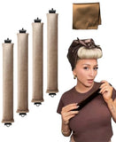 Jumbo Heatless Hair Curlers for Long Hair Overnight Wavy Hair Curlers Blowout Rods Heatless Curls Curling Headband No Heat Hair Rollers for Long Hair Volume Blow Out Women Hair Waver Tool Khaki