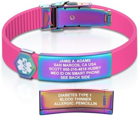 Divoti Custom Engraved Medical Alert ID Bracelet – Dual-Sided Laser Etching, Silicone Wristband, Stainless Steel Security Clasp – Adjustable & Trim-to-Fit – Emergency Medical Info Band for Men & Women