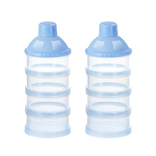 Accmor Formula Dispenser On The Go, 4 Compartments Stackable Formula Container for Travel, Baby Milk Powder Kids Snack Container, BPA Free ﻿