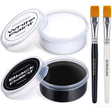 BOBISUKA Blank in the Dark Black + White Oil Face Body Paint Set, Large Capacity Professional Paint Palette Kit with Brushes for Art Theater Halloween Party Cosplay Clown Sfx Makeup for Adults