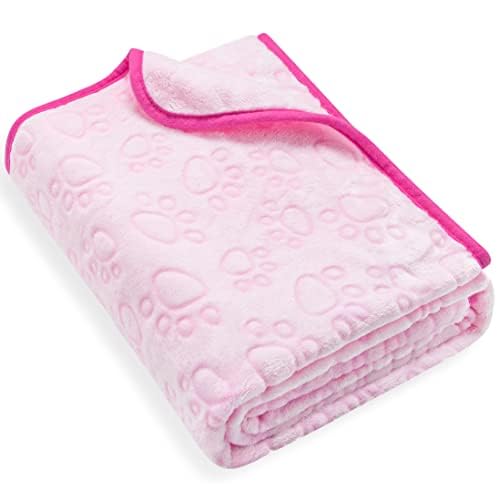 Stuffed Premium Soft Cat Blanket, Flannel Pink Stuff Cute Paw Print, 32 * 40 inches, Dog Blanket Puppy Supplies Dog Products Stuff Essentials, Christmas Cat Gifts