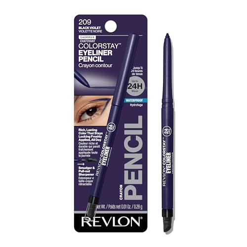 Revlon ColorStay Pencil Waterproof Eyeliner, Smudge-Proof, Eye Makeup with Built-In Sharpener, Packaging May Vary, 209 Black Violet, 0.01 oz