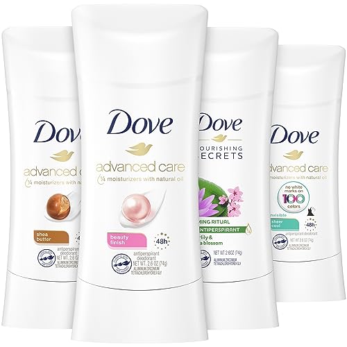 Dove Deodorant Set - Advanced Care Deodorant for Women, Dove Antiperspirant Deodorant, 48-Hour Effective Protection with Nourishing Oils for Soothing Sensitive Skin, Scented, 2.6 Oz (4 Piece Set)