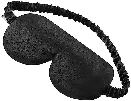 ALASKA BEAR Sleep Mask with Silk-Covered Headband for Hair Care, Silk Eye Mask Comfortable Scrunchy Band Over Ears Non-Adjustable Elastic Strap (Thick, Luxury 22 Momme)