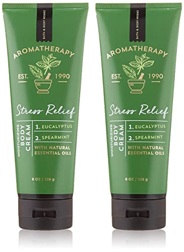 Bath & Body Works Aromatherapy Stress Relief Eucalyptus Spearmint Body Cream 8.0 oz, 226g (2 Pack)
