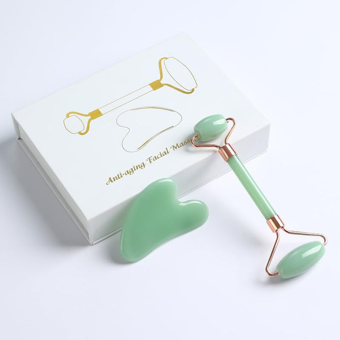 LED Silicone Mask Accessories, Home Skin Care Accessories for Wrinkles, Gua Sha Facial Tool and Jade Roller Set, Face Mask Aids, Christmas Stocking Gift for Women, Green