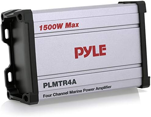 Pyle 4-Channel Marine Amplifier Receiver - Waterproof and Weatherproof Audio Subwoofer for Boat Stereo Speaker & Other Watercraft - 1200 Watt Power, Wired RCA, AUX and MP3 Audio Input Cable - PLMTR4A