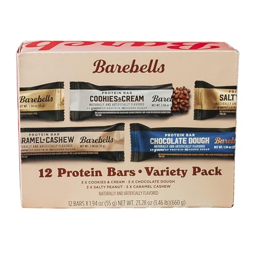 Barebells Protein Bars Variety Pack - 12 Count, 1.9oz Bars - Protein Snacks with 20g of High Protein - Chocolate Protein Bar with 1g of Total Sugars - Perfect on The Go Protein Snack & Breakfast Bars