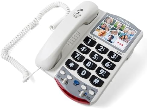 Clarity P300 Landline Phone with Sound Amplification, Hearing Impaired Phones, Adjustable Ringer Pitch and Volume Control, Corded Phone Design