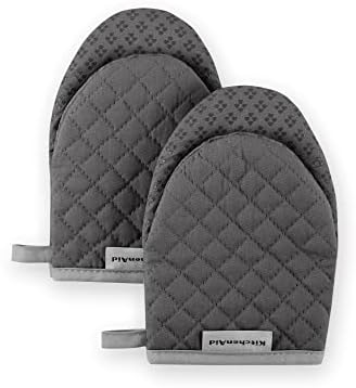 KitchenAid Asteroid Mini Oven Mitt, 5.5"x8", Charcoal Grey 2 Count