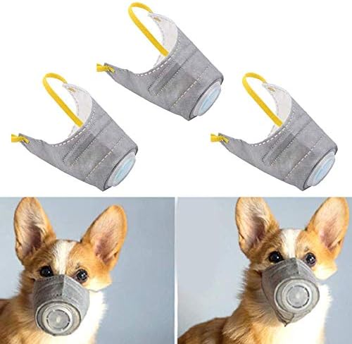 Adjustable Dog Respirator Muzzle, 3 PCS Breathable Dog Protective Muzzle for Small to Large Dogs Filter Air Pollutants Anti Fog/Anti Dust/Anti Secondhand Smoke, Pet Respirator Muzzle (M)
