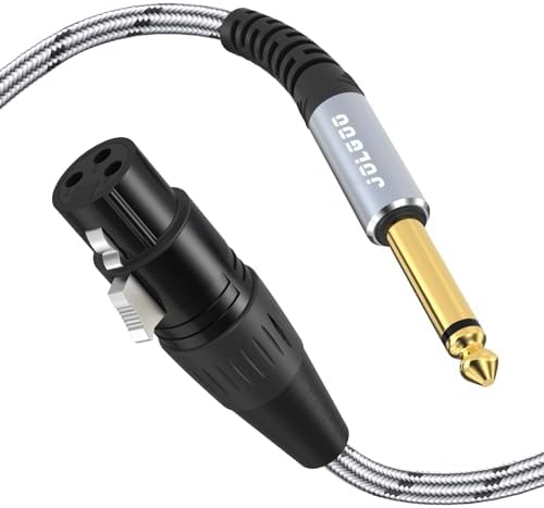 XLR Female to 1/4" 6.35mm Mono TS Cable, Unbalanced XLR Female to 1/4" TS Plug Microphone Cable, 6.6 Feet