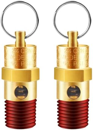 2 Pieces 1/4'' Male NPT Air Compressor Pressure Relief Valve Brass Safety Valve Air Compressor Check Valve (165 PSI)