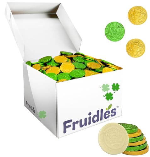 St. Patrick's Day White Chocolate Coins Green and Gold Coins, Belgian Nut-Free Milk Chocolate, Kosher Certified Dairy (500 Coins)