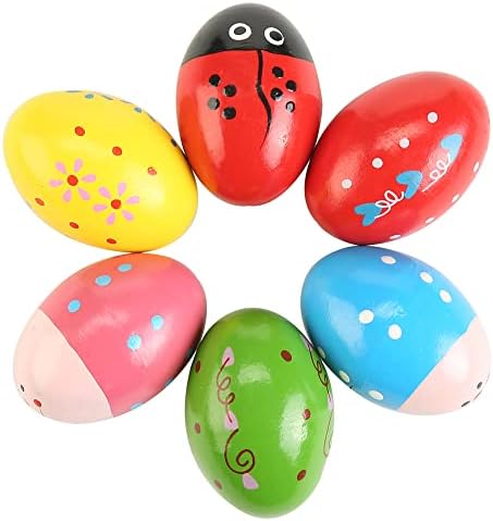 6Pcs Wooden Egg Shakers Hand Musical Maracas Percussion Instruments