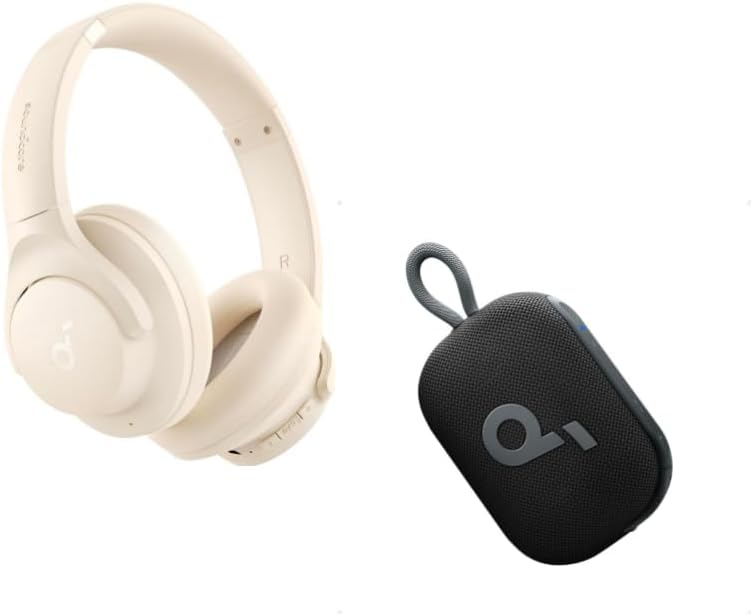 Soundcore by Anker Q20i Noise Cancelling Headphones & Select 4 Go Bluetooth Shower Speaker