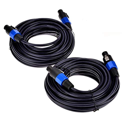 2Pack 25 ft Male Speakon to Speakon Cables, Professional 12 Guage AWG Audio Cord DJ Speaker Cable Wire with Twist Lock - 2 Conductor.