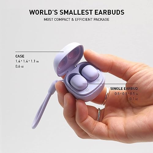 Wireless Earbuds for Small Ears, Cute Color Ear Buds for Kids & Women, 2.5g Ultra-Light, Coin-Sized Charging Case,Bluetooth 5.3 Earphones for School &Outdoor, iPhone Android Compatible, Purple