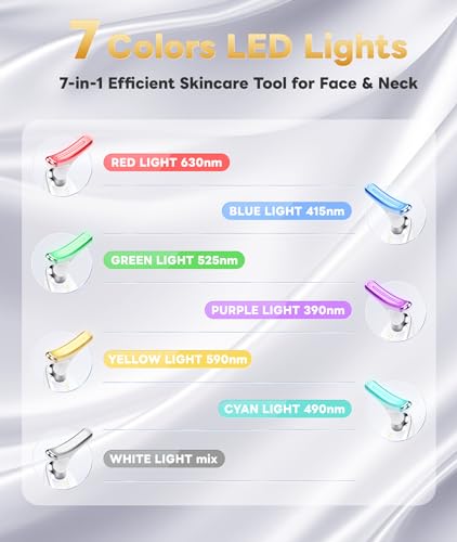 Light Based Multifunctional Facial Massager, 7 Color Portable Face Massager Tool for Skin Care, Glossy White