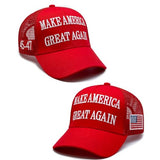 Donald Trump 2024 45-47 MAGA Hat Make America Great Again Slogan with USA Flag Adjustable Baseball Cap Mesh-Back Cap (US, Alpha, One Size, 2Pcs Red 45-47 MAGA Hat)