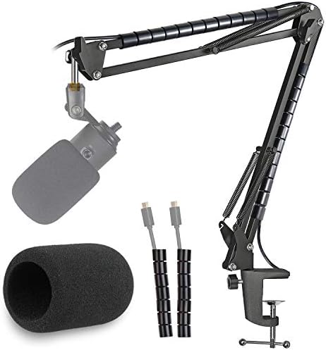 K669 Microphone Boom Arm Mic Stand, Windscreen and Cable Sleeve Compatible with Fifine K669 669B USB Podcast Microphone to Recording and Streaming by YOUSHARES