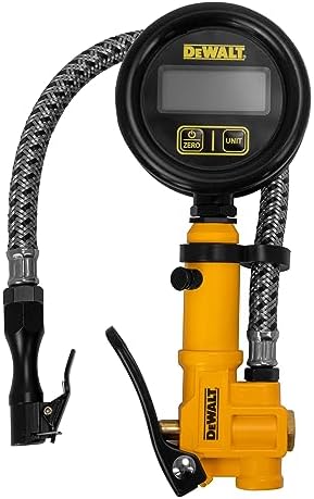 DEWALT 2.5-Inch Digital Inflator w/ 12-Inch Steel Braided Hose (0 to 200 PSI) (DXCM024-0411)
