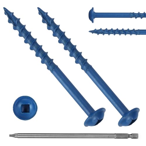 Pocket Hole Screws #8x2, Coarse Thread Wood Screws 100Pcs, Washer Head with Square Drive, 150MM Drive Bit Included