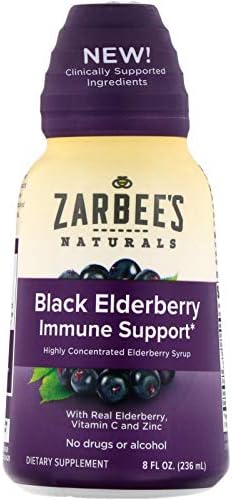 Zarbee''s Liquid Daily Immune Support, High Concentrate Liquid, with Real Elderberry Vitamin C & Zinc, Black Elderberry Flavor, For Daytime Use, 8 Fl Oz, brand is Zarbee''s