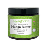 Sky Organics Mango Butter for Body & Face, 100% Raw and Unrefined Nourishing Butter for Light, Daily Hydration and Promotes Soft, Smooth, Heathy-Looking Skin, Suitable for Normal to Dry Skin, 16 Oz.