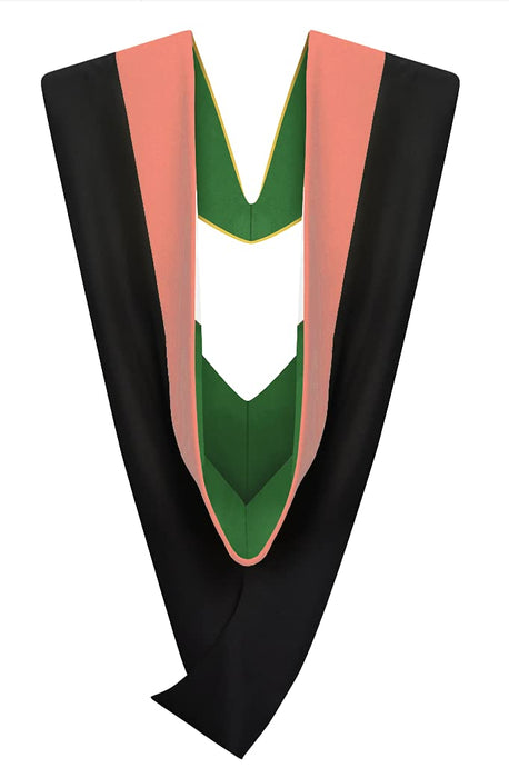 Cappe Diem Master Graduation Deluxe Hood (Nursing, Social Work, Theology, MBA, M.Ed, M.Sc.) Apricot Salmon Peacock (Salmon-White/Royal Blue)