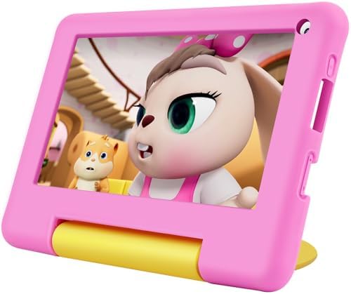 Kids Tablet 7 inch Tablet for Toddlers, Android Toddler Tablet for Kids Boys Girls, Children’s Tablet with WIFI Touch Screen, Dual Camera, Kids Learning Tablet for Toddler Ages 3 to 12 (Pink)