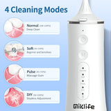 Miklife Water flosser Cordless, Dental Flossers USB Rechargable Teeth Flosser, Professional Electric Portable Oral Irrigator with 4 Modes White