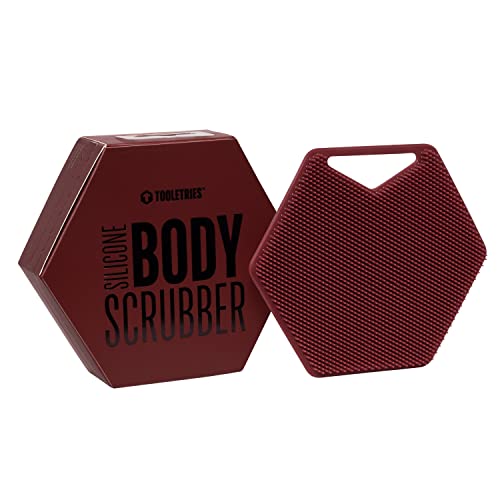 Tooletries - Body Scrubber - Silicone Exfoliating Scrubber - Bathroom & Shower Accessories for Men, Travel Essentials for Men - Durable & Long Lasting Body Wash Scrubber for Men - Burgundy