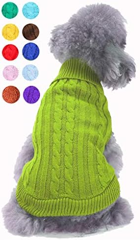 Dog Sweater, Large, Light Green, Acrylic, Turtle Neck, Pullover, 15.75 inch Chest, 11-15 lb, Unisex, for Large Breeds