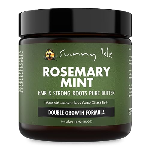 Sunny Isle Rosemary Mint Hair and Strong Roots Butter 4oz | Infused with Biotin & Jamaican Black Castor Oil | Strengthen and Nourish Hair | Dry Scalp, Split Ends