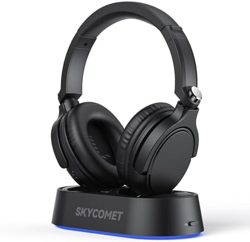Wireless Headphones for TV Watching, TV Headphones Wireless for Seniors with TV Transmitter Charging Base, 65hrs Bluetooth Headset Compatible with All TVs, No Audio Delay, Gift for the Elderly/Parents