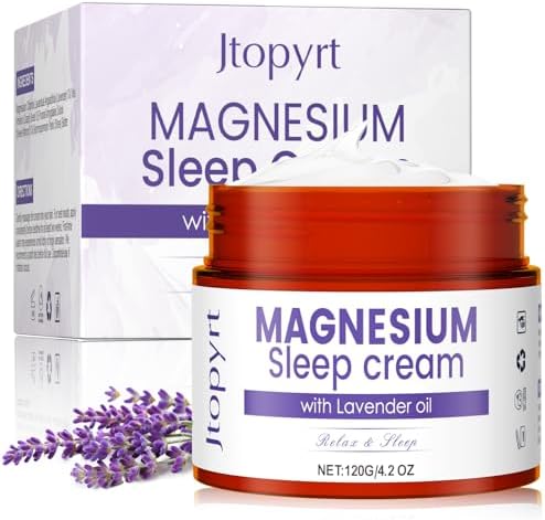 Magnesium Sleep Cream: Long Lasting Moisturizing Topical Magnesium Lotion with Lavender Oil for Leg Cramps Pain Safe for Kids 120g/4.2oz