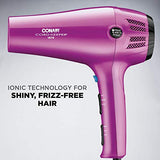 Conair Hair Dryer with Retractable Cord, 1875W Cord-Keeper Blow Dryer,Pink