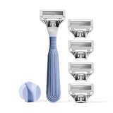 Flamingo Pubic Razor Starter Set - 1 Razor - 5 Blade Refills - 1 Shower Holder