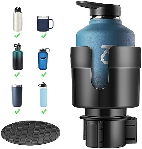 Car Cup Holder Expander, Cup Holder Extender for Car with Adjustable Base, Fits Yeti 24/36/46oz, Hydroflask 32/40oz, Large Bottles in 3"-3.9" (16-40oz)