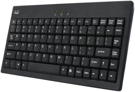 Adesso AKB-110B Mini Keyboard - Compact 87-Key Membrane Keyboard with LED Indicators and Space-Saving Design - USB/PS2 Connection - Compatible with Windows OS (Black)