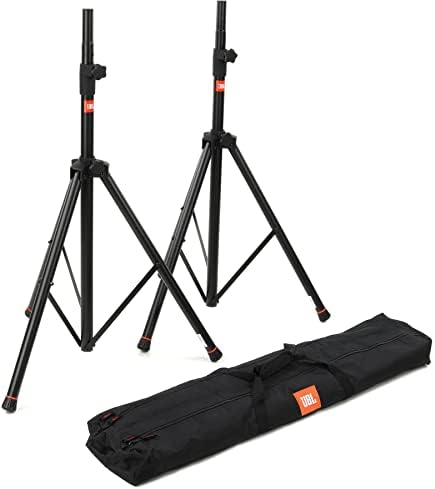JBL Bags Standard Speaker Stand Set with Adjustable Height and Dual Diameter Pole; Includes (2) Speaker Stands and Carry Bag (JBLSPKSTMASET), Black
