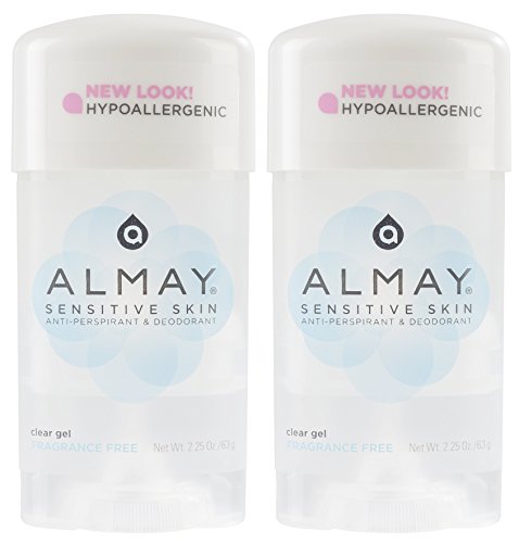 Almay Sensitive skin Clear Gel, Anti-Perspirant & Deodorant, Fragrance Free, 2.25-Ounce Stick (Pack of 2)
